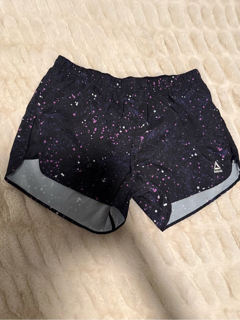 Reebok Black Running Shorts with Purple & White Speckle